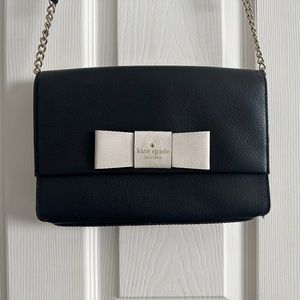 Kate Spade Black Leather Cross Body Bag with Bow Detail